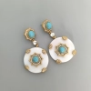 retro France design artificial turquoise inlaided earrings