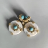 retro France design artificial turquoise inlaided earrings