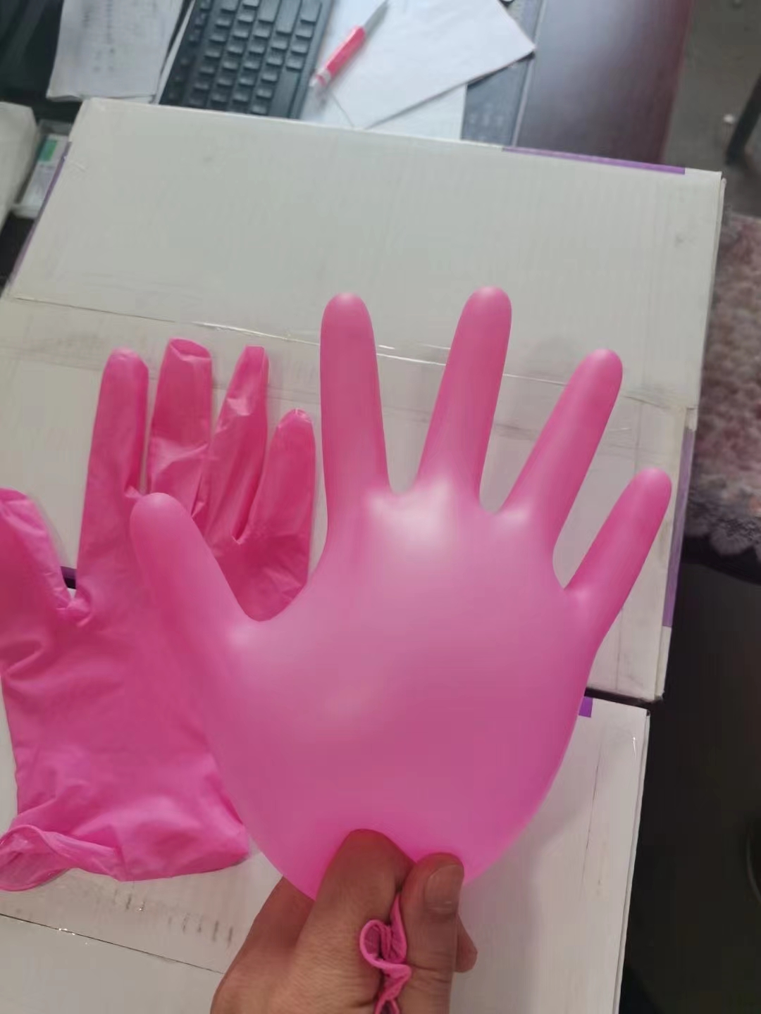 pink nitrile gloves rose color nitrile gloves / synthetic gloves supplier factory wholesale